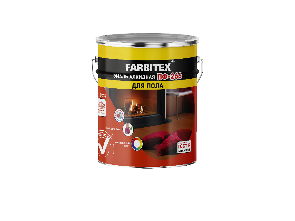 Эмаль ПФ-266 "FARBITEX" Желто-коричневый / 5 кг/