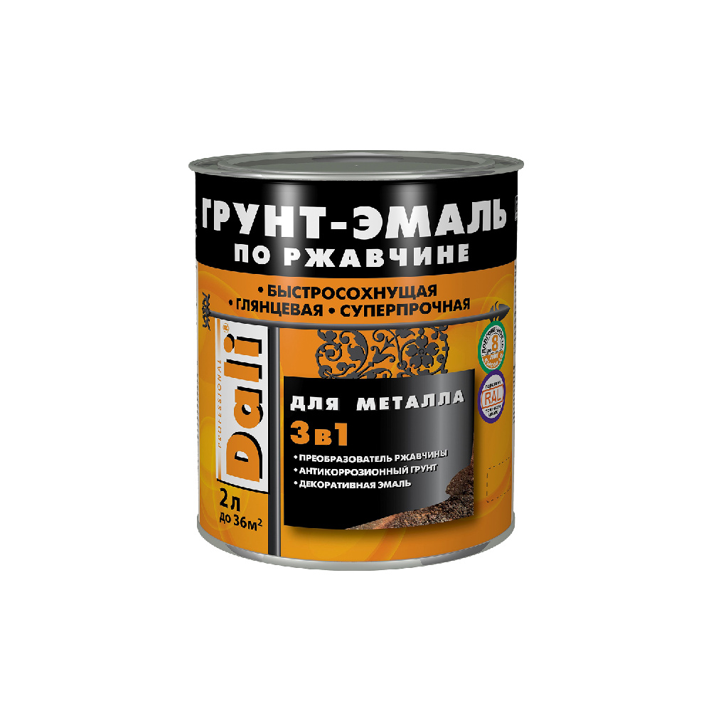 Грунт-эмаль 3 в 1 DALI желтый RAL 1021 2л Рогнеда  