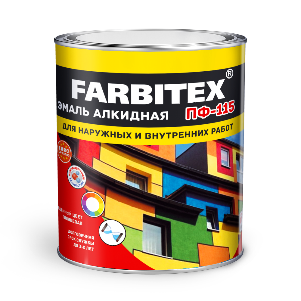 Эмаль ПФ-115 "FARBITEX" ЖЕЛТЫЙ / 1,8кг/