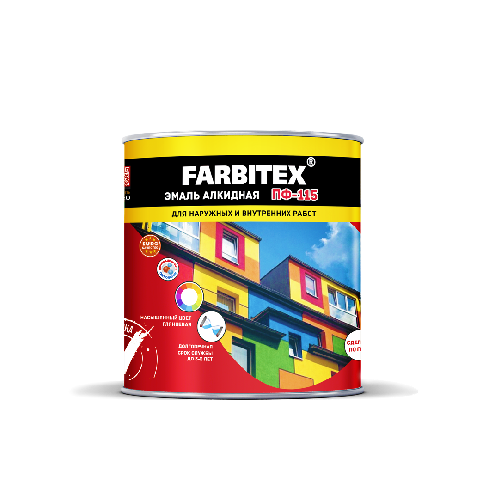 Эмаль ПФ-115 "FARBITEX" БЕЛЫЙ матовая / 2,7кг/